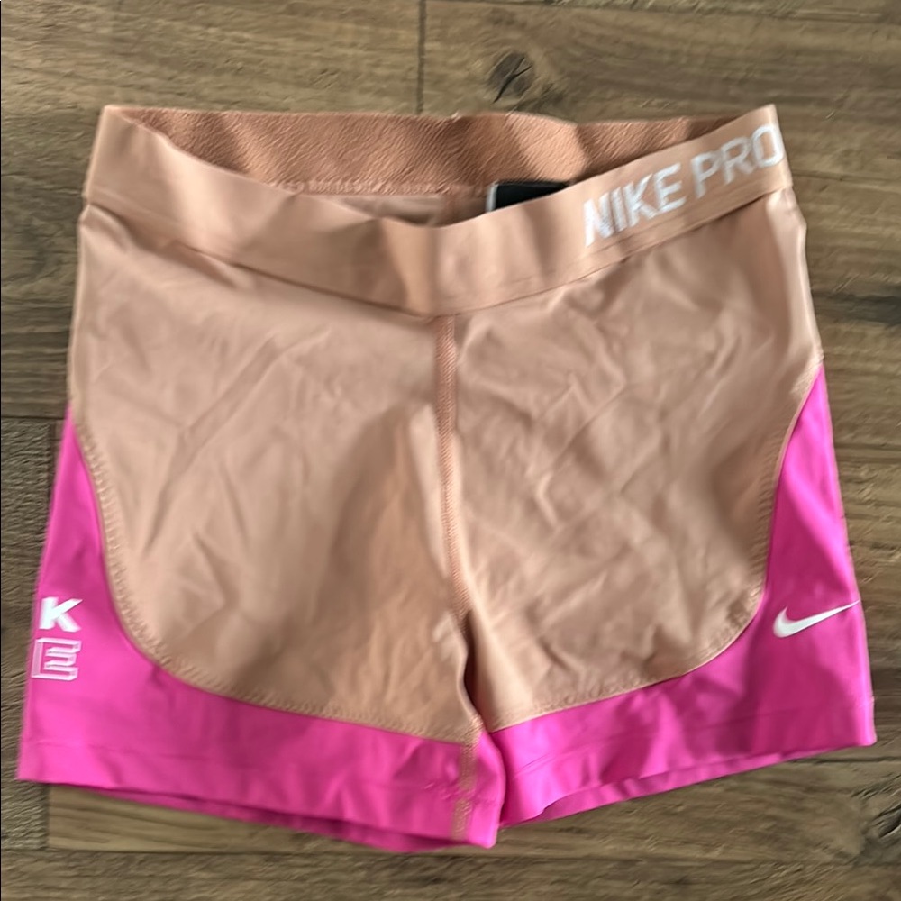 Nike Women's Pink and Tan Pro Shorts